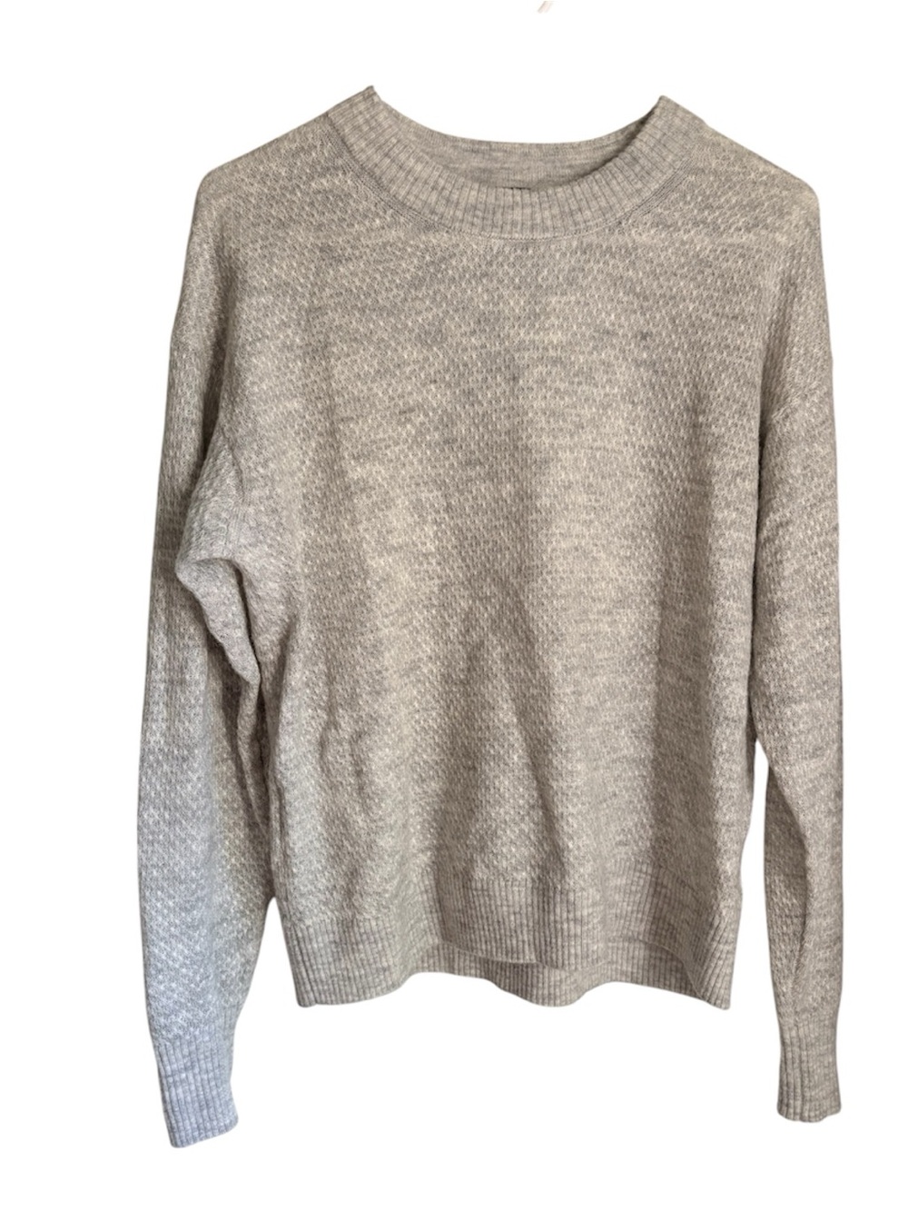 Quince Baby Alpaca Wool Diamond Stitch Crew Sweater Gray Women's Size L NWOT